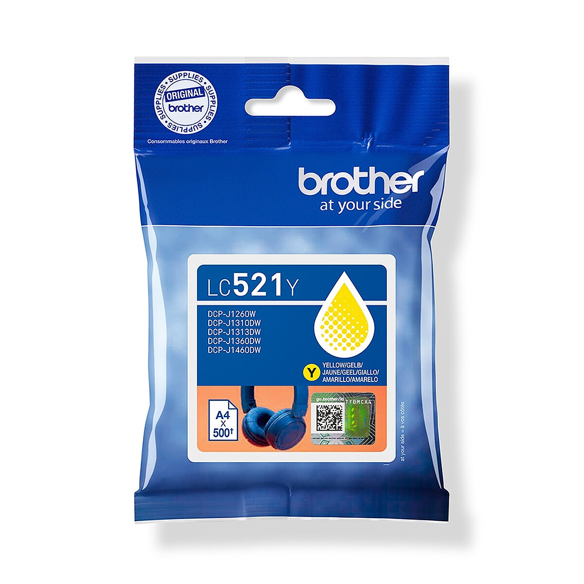 Cartouche d'encre jaune Brother LC521Y (500 pages à 5%)