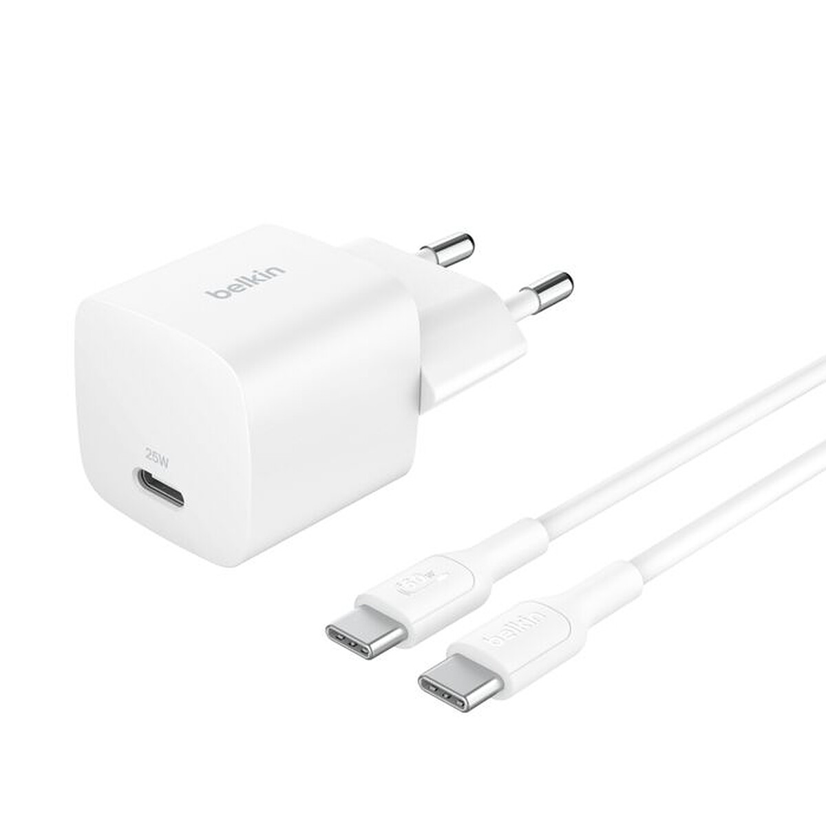 Adaptador de corriente Belkin USB-C PD 3.1 25W + cable USB-C de 60 cm