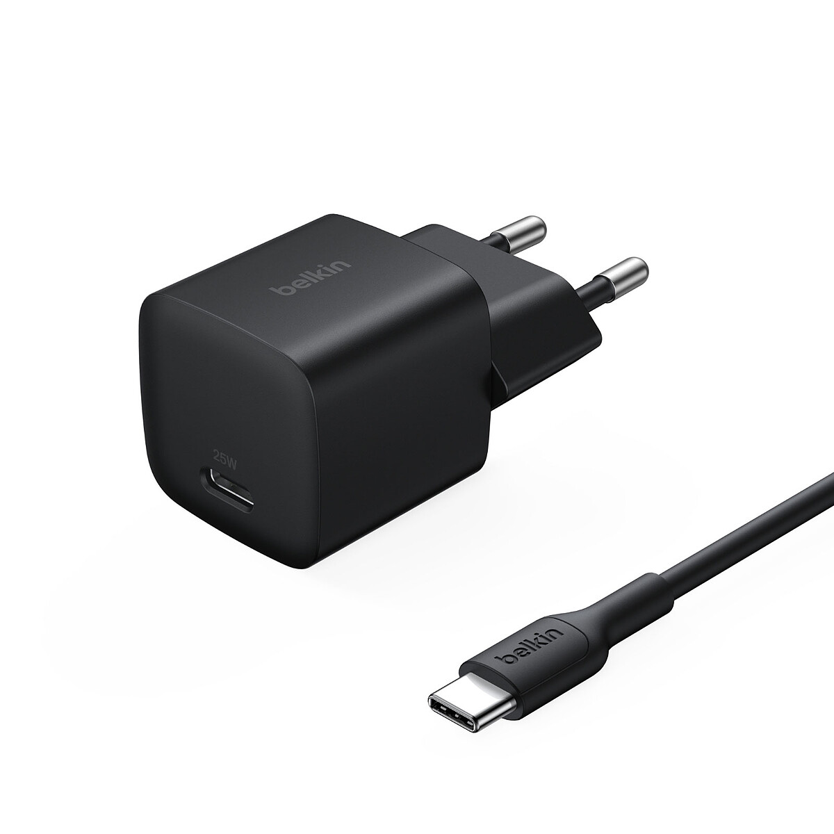 Cargador de pared Belkin BoostCharge 25W USB-C + Cable USB-C a USB-C (Negro)