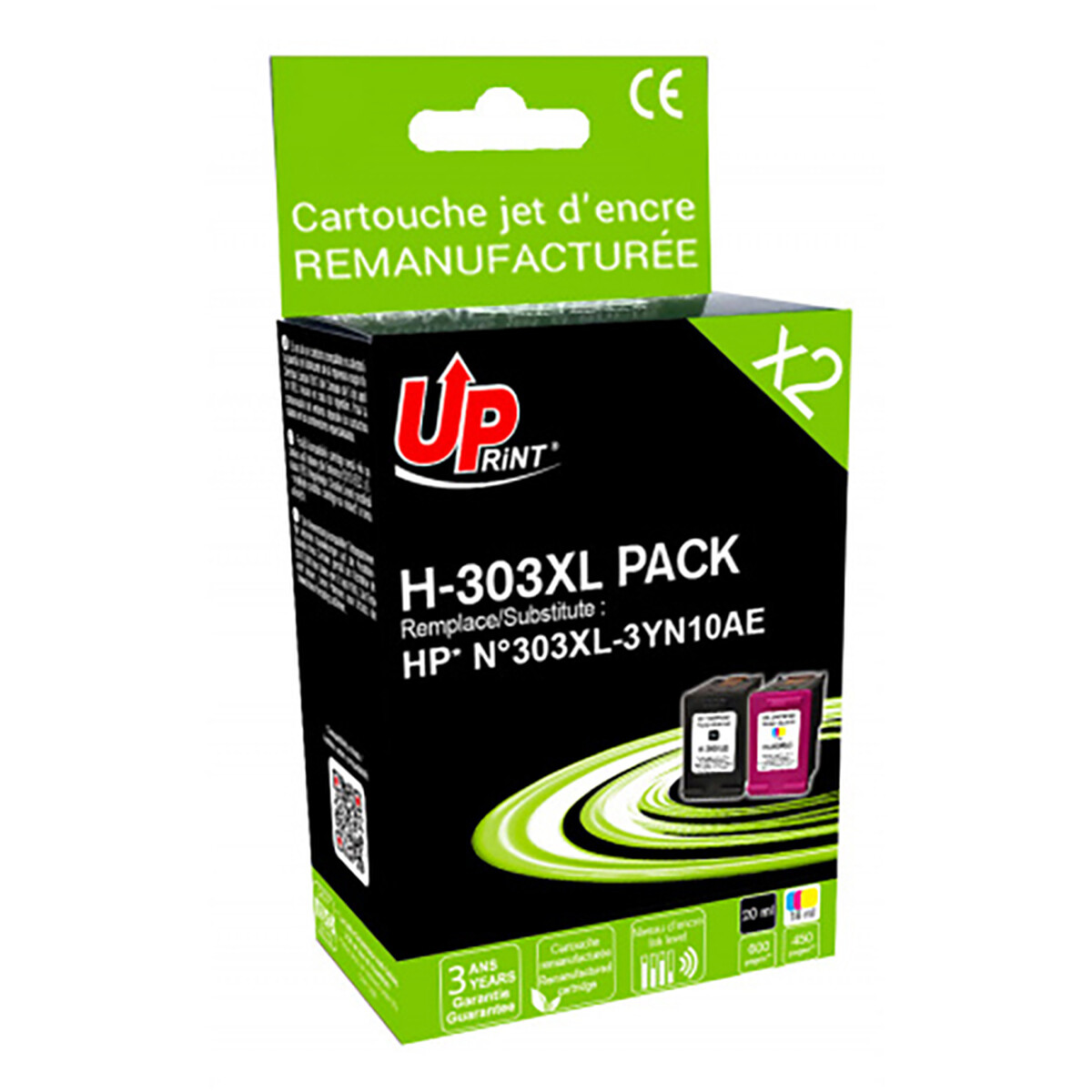 Cartouches d'encre compatibles Uprint H-303XL 3YN10AE (Noir/Couleur)
