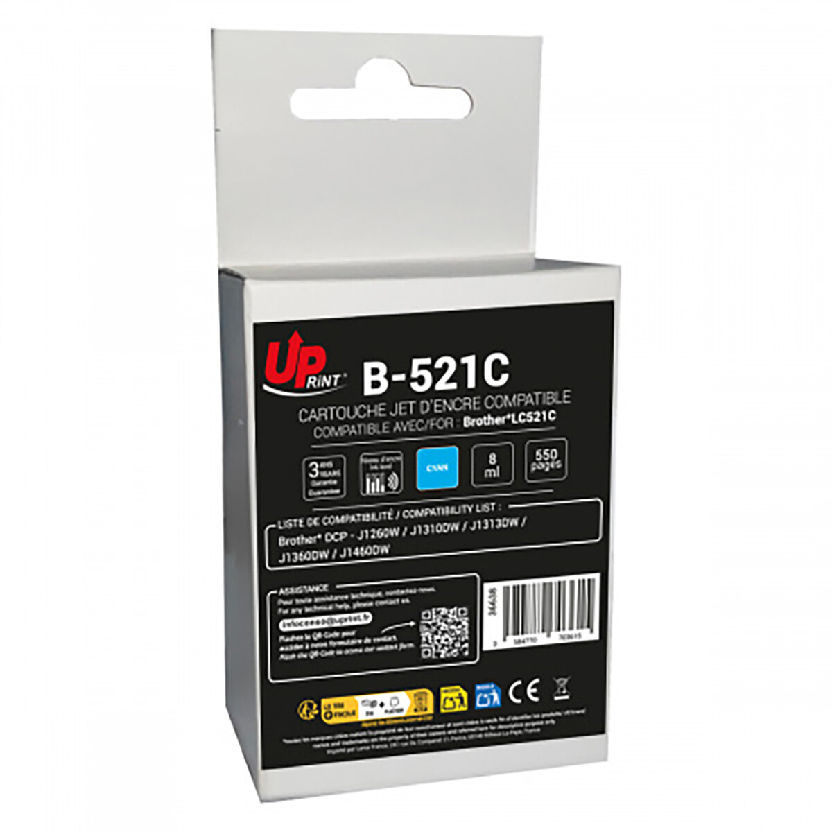 Cartouche d'encre UPrint compatible Brother LC521C (Cyan - B-521C)