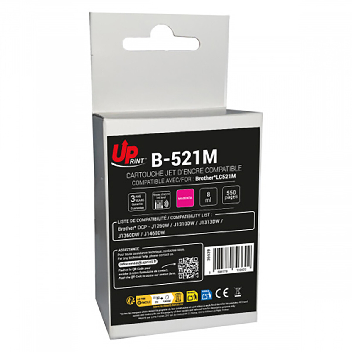 Cartouche d'encre UPrint compatible Brother LC521M (magenta) - 550 pages à 5%
