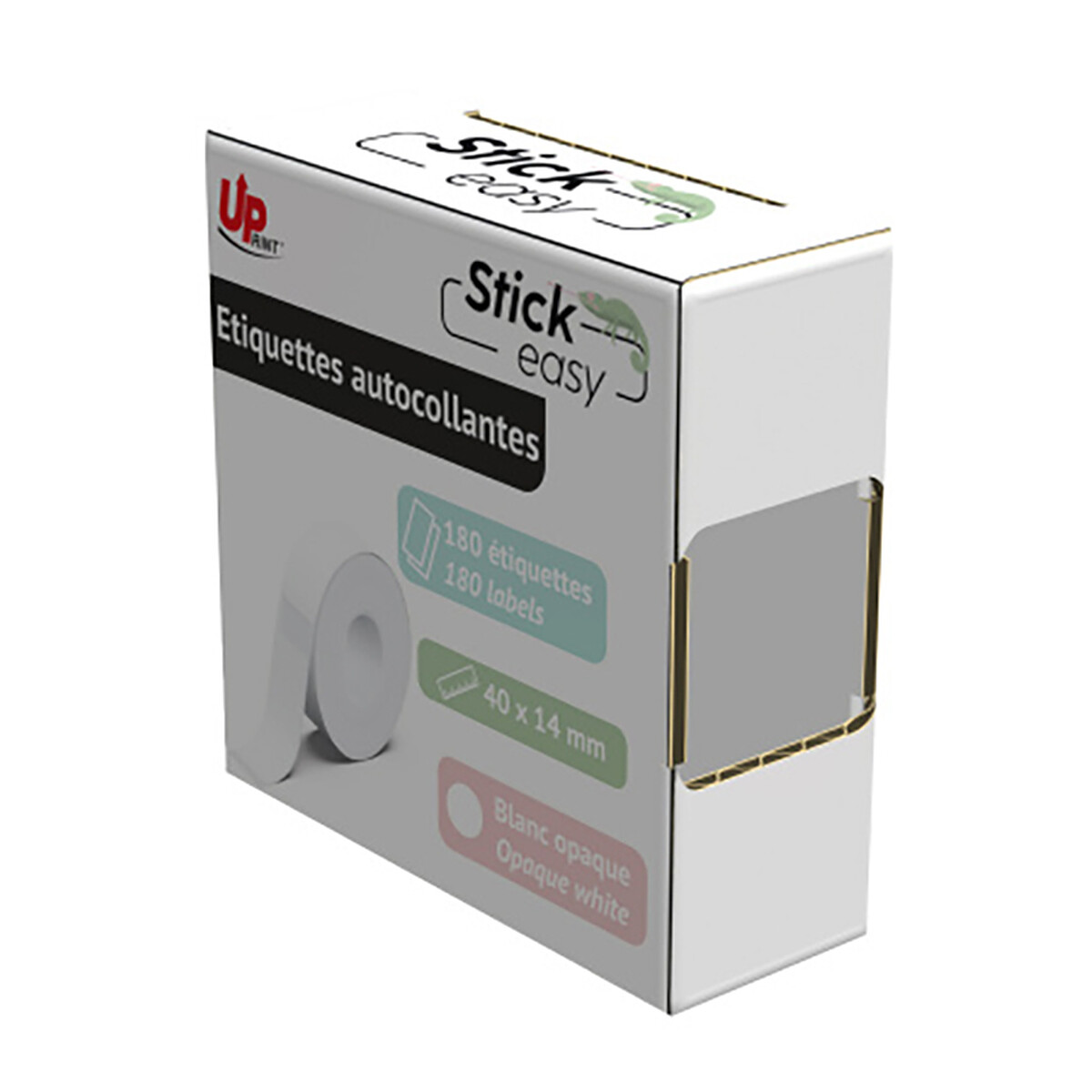 Rouleau de 180 étiquettes adhésives blanches Uprint, 14 x 40 mm pour UP21