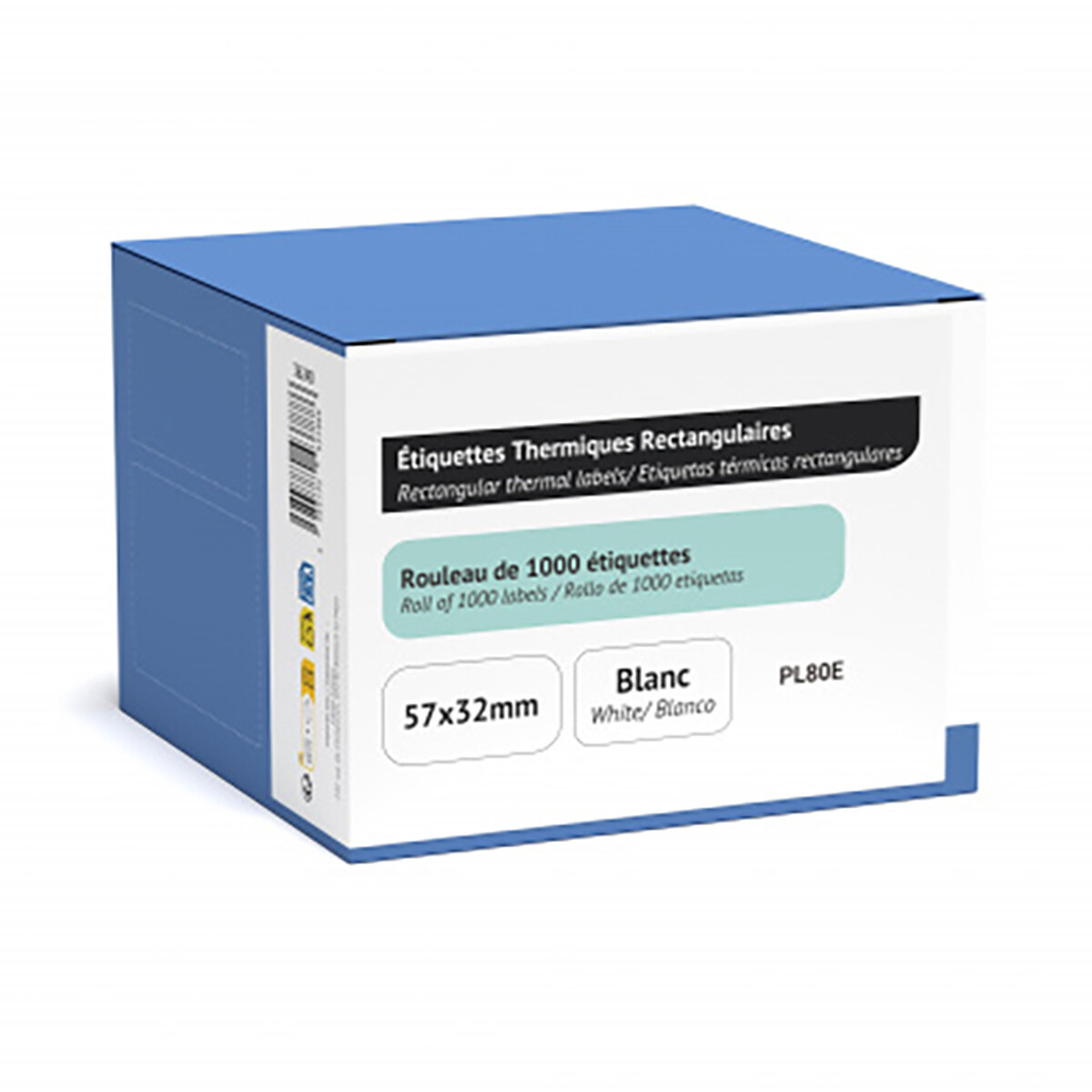 Rouleau Uprint de 1000 étiquettes adhésives blanches, 57 x 32 mm, pour imprimante thermique PL80e