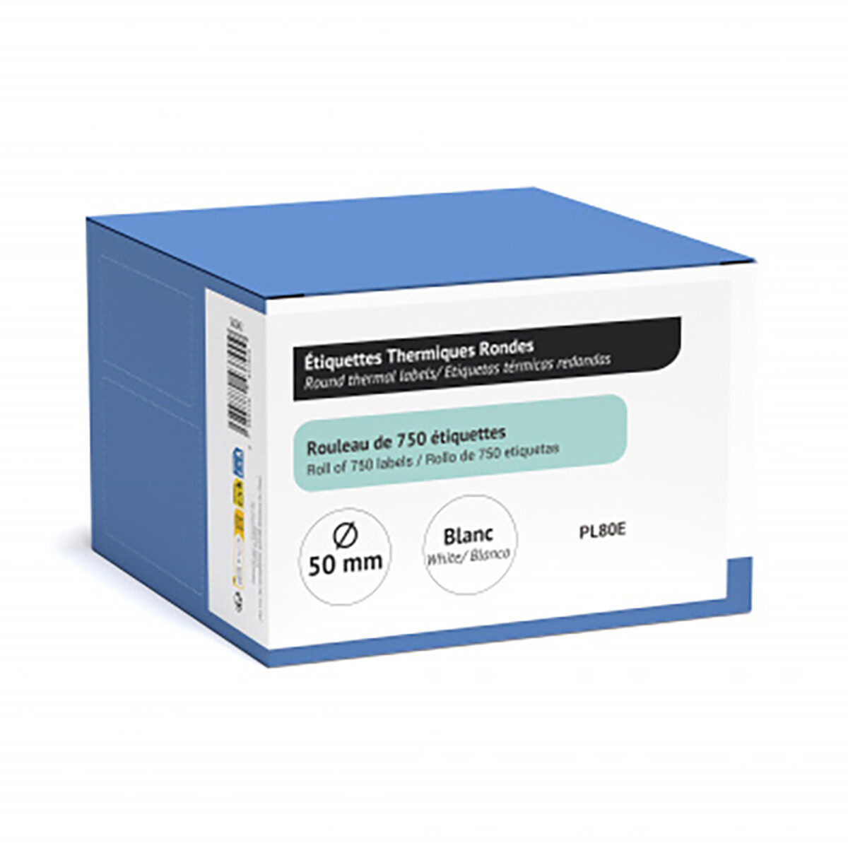 Rouleau d'étiquettes adhésives rondes Uprint, 750 étiquettes, diamètre 51 mm, pour imprimante thermique PL80e