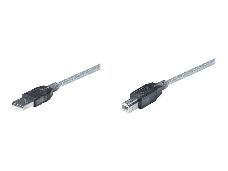 IC Intracom 11m Active USB 2.0 Cable, Male to Male, 480 Mbps, Hi-Speed USB, Translucent Silver, 3-Year Warranty