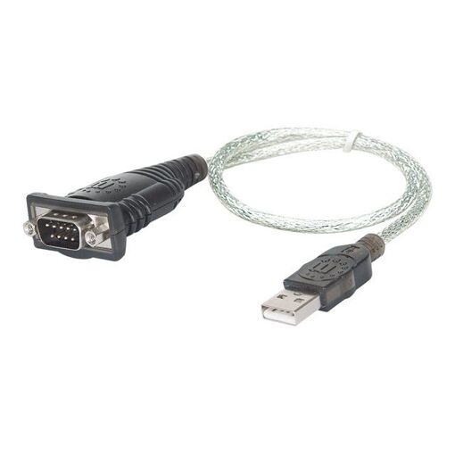 Cable conversor USB a serie Manhattan, 45 cm, negro/plata
