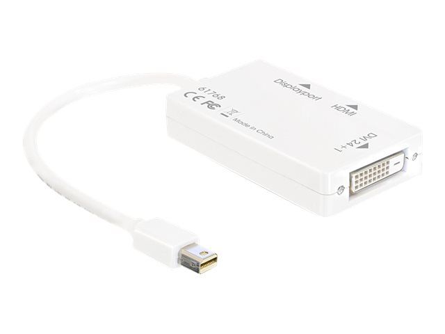 Adaptador de vídeo Delock - Conexión doble - Mini DisplayPort macho a DVI-D, HDMI, DisplayPort hembra - 16 cm - Blanco
