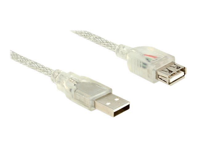 Delock USB Cable Extension - 1.5m, USB 2.0, Transparent
