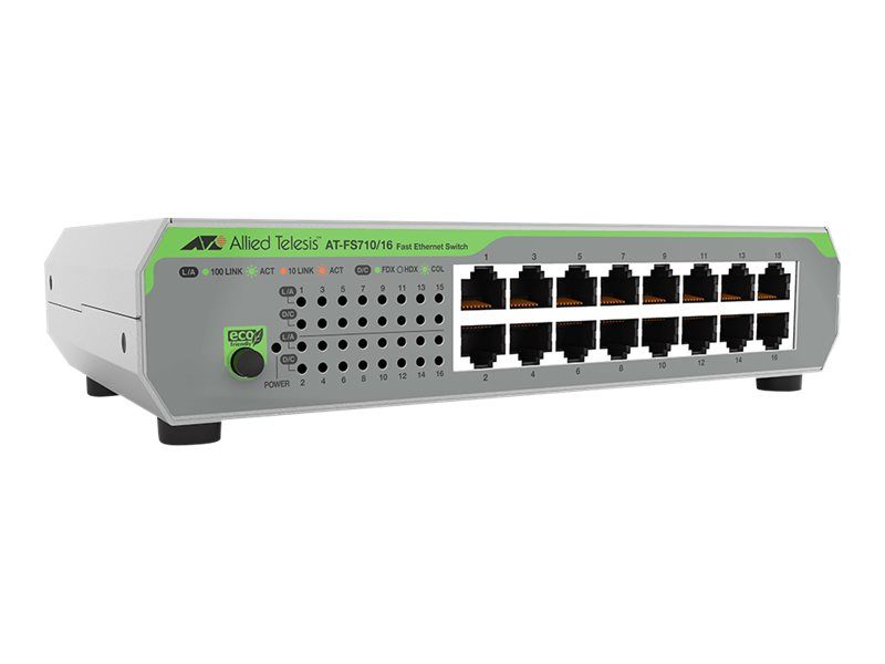 Allied Telesis CentreCOM AT-FS710/16 - Switch - Unmanaged - 16 x 10/100 - Desktop, Rack-Mountable