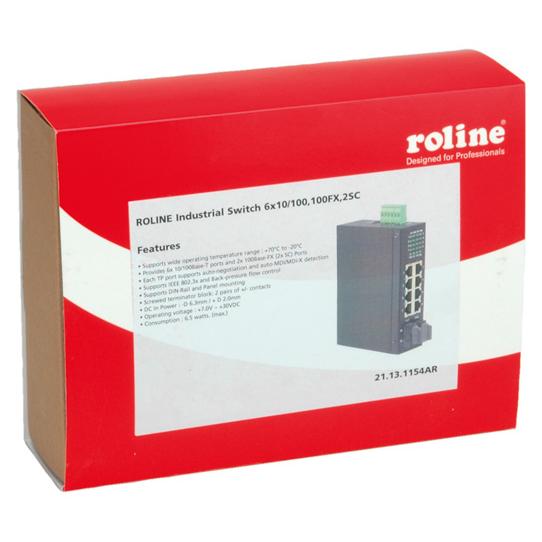 Roline Industrial Switch 6x RJ-45, 2x SC