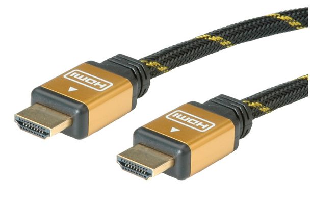 Roline 2m HDMI Cable, Type A (Standard) - Black and Gold