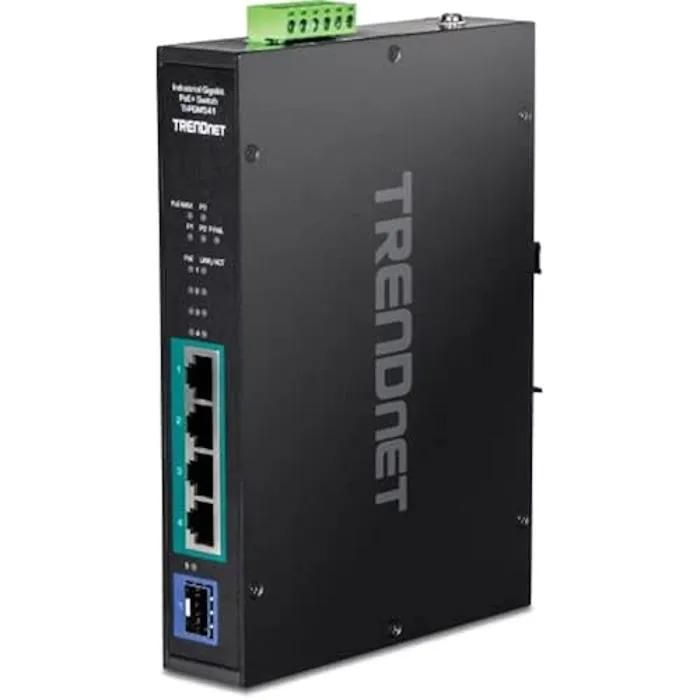 Trendnet Gigabit PoE+ Switch TI-PGM541 - 5 Ports - Temperature -20° to 65°C - IP30 Rail