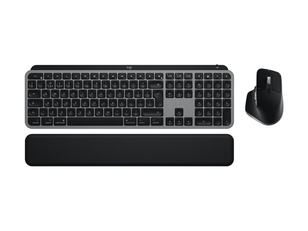Logitech Master Series MX Keys S Combo para Mac - Kit de teclado y ratón inalámbricos - Tamaño completo - Retroiluminación - Bluetooth LE - QWERTY - Internacional EE. UU. - Gris sideral