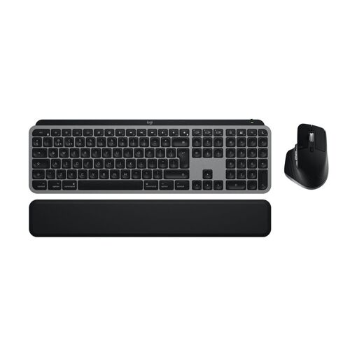 Logitech Master Series MX Keys S Combo for Mac - Wireless Keyboard and Mouse Set - Full Size - Backlit - Bluetooth LE - QWERTY - US International - Stellar Grey