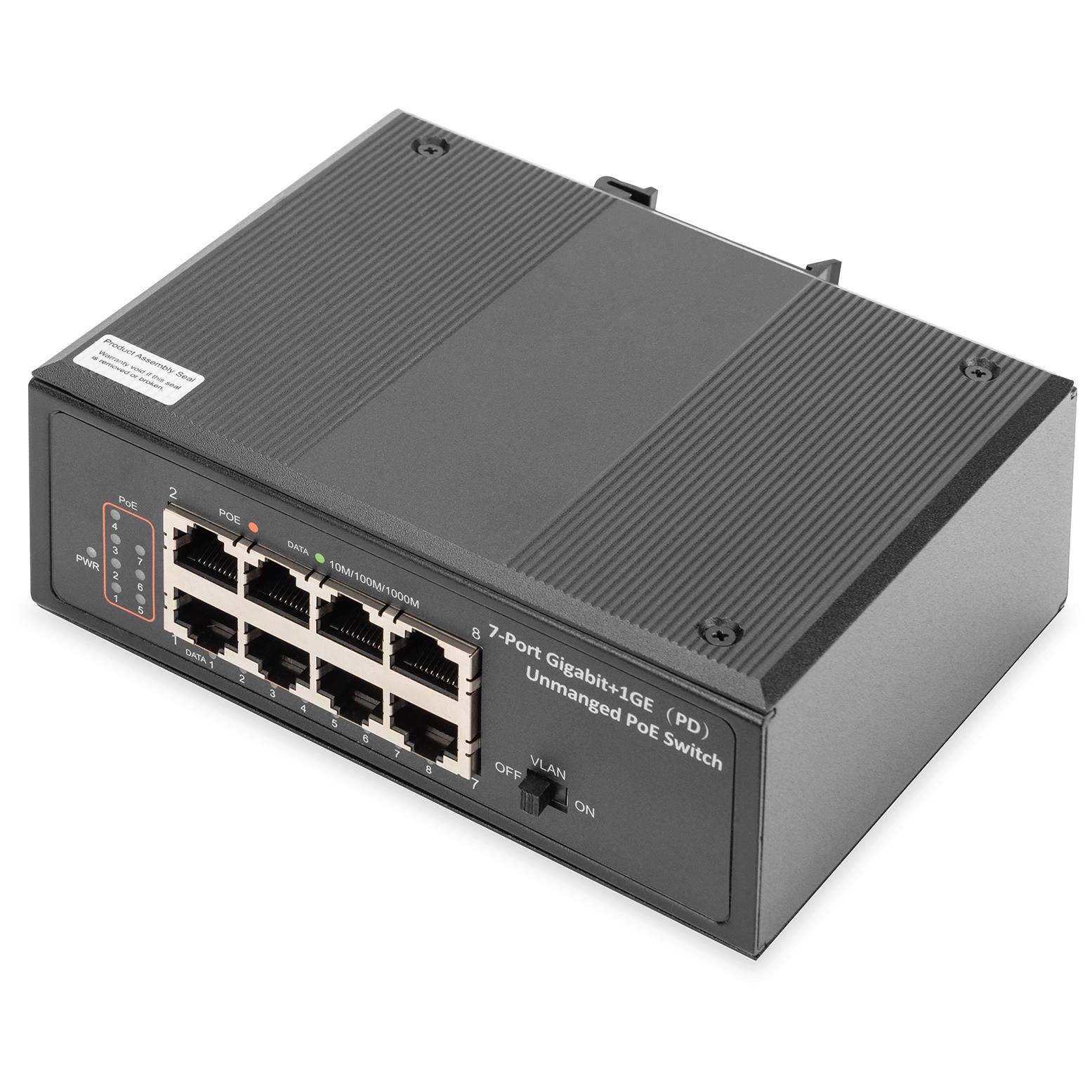 Digitus Industrial Gigabit PoE Switch 7-Port with Power over Ethernet (PoE)