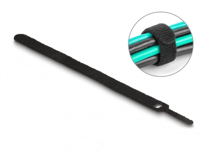 Support de serre-câbles Delock avec crochets et boucles, Noir