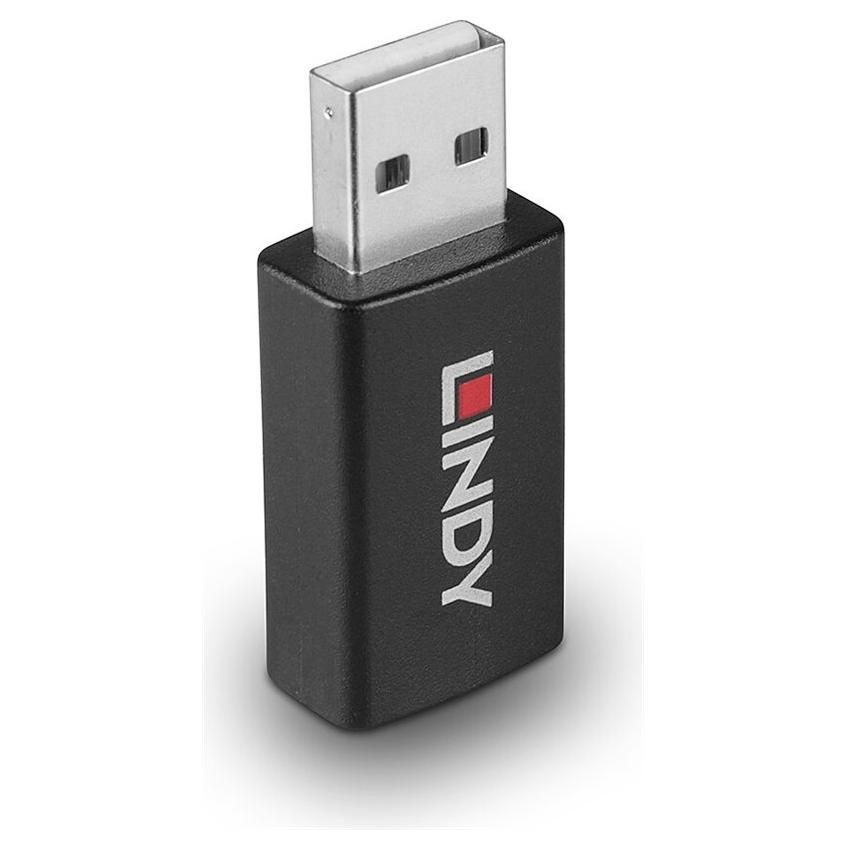 Lindy USB Adapter - USB-C to USB-A - USB 2.0 Data Blocker - Black