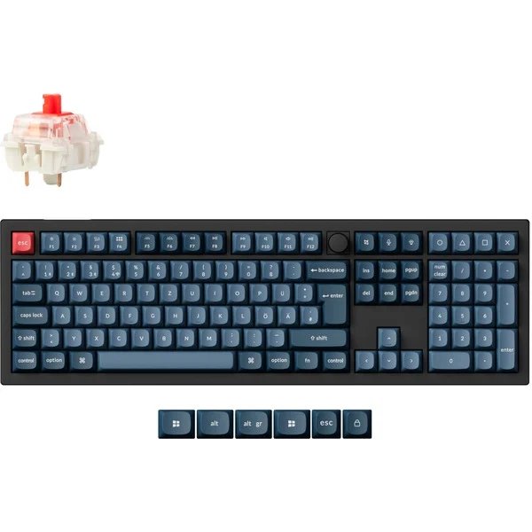 Keychron Game Keyboard V6 Max (Black/Blue-Gray, DE Layout, Gateron Jupiter Red, Hot-Swap, RGB)