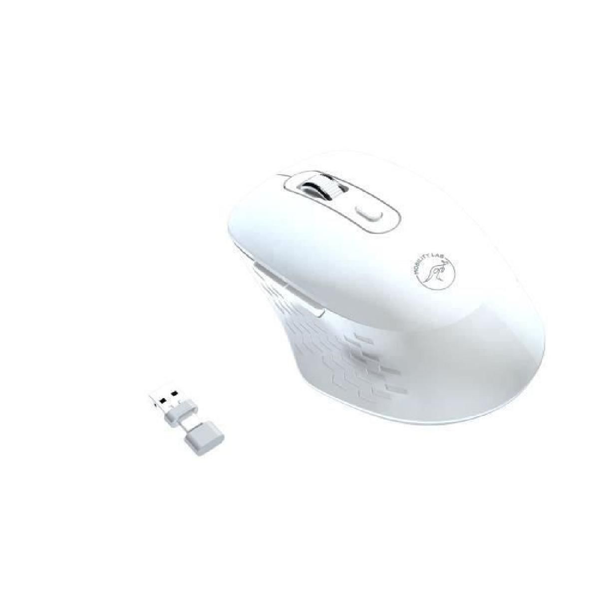Wireless Mouse - The Mobility Lab Omega - Bluetooth & 2.4GHz Receiver - White - Silent Clicks - Adjustable Precision