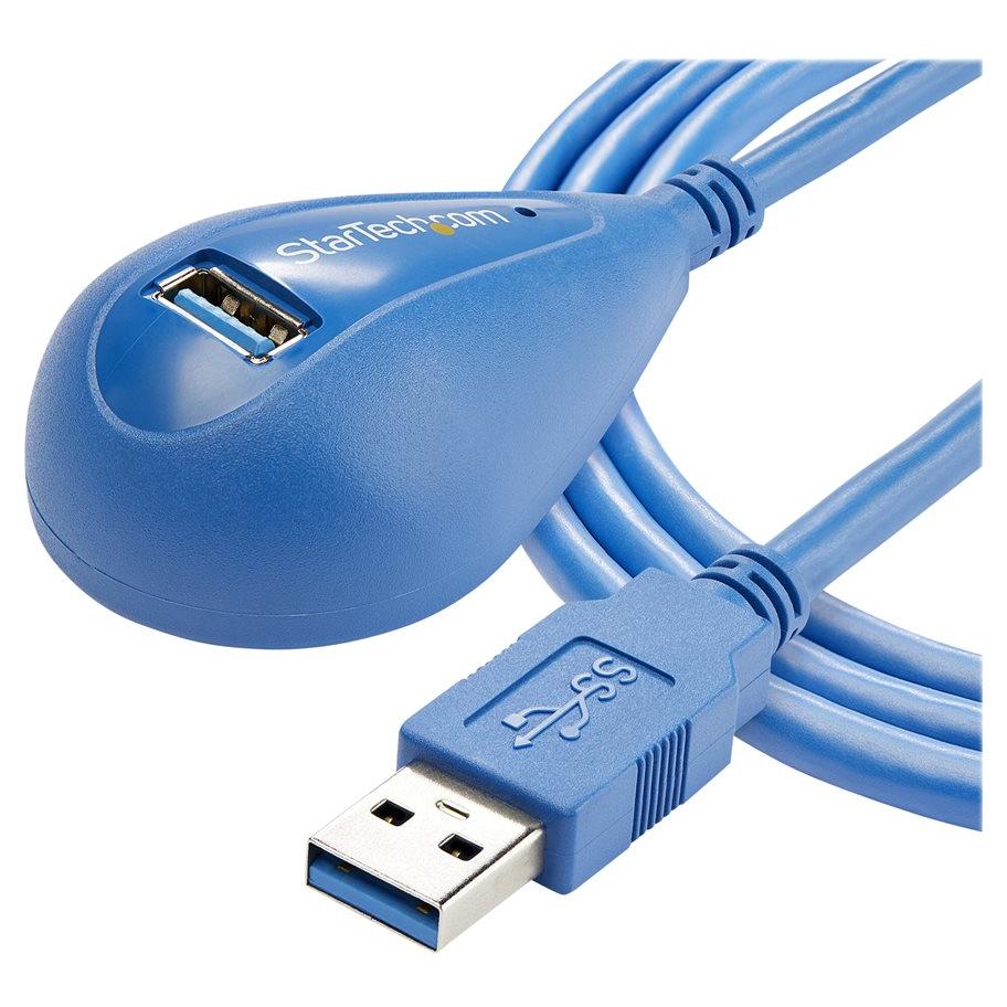 Cable de extensión StarTech.com USB 3.0 de 1,5 m - Adaptador azul SuperSpeed USB A macho a hembra