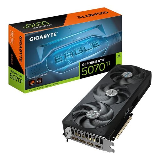 Carte graphique Gigabyte GeForce RTX 5070 Ti Eagle OC SFF 16G - 16 Go GDDR7, 256 bits, PCI-E 5.0, 2542 MHz, 3x DP 2.1a, 1x HDMI 2.1b, NVIDIA DLSS 4, GV-N507TEAGLE OC-16GD