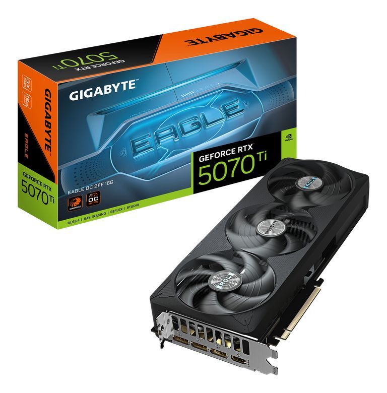 Gigabyte GeForce RTX 5070 Ti Eagle OC SFF 16G - 16GB GDDR7, 256-bit, PCI-E 5.0, 2542MHz Core Clock, 3x DP 2.1a, 1x HDMI 2.1b, NVIDIA DLSS 4, GV-N507TEAGLE OC-16GD