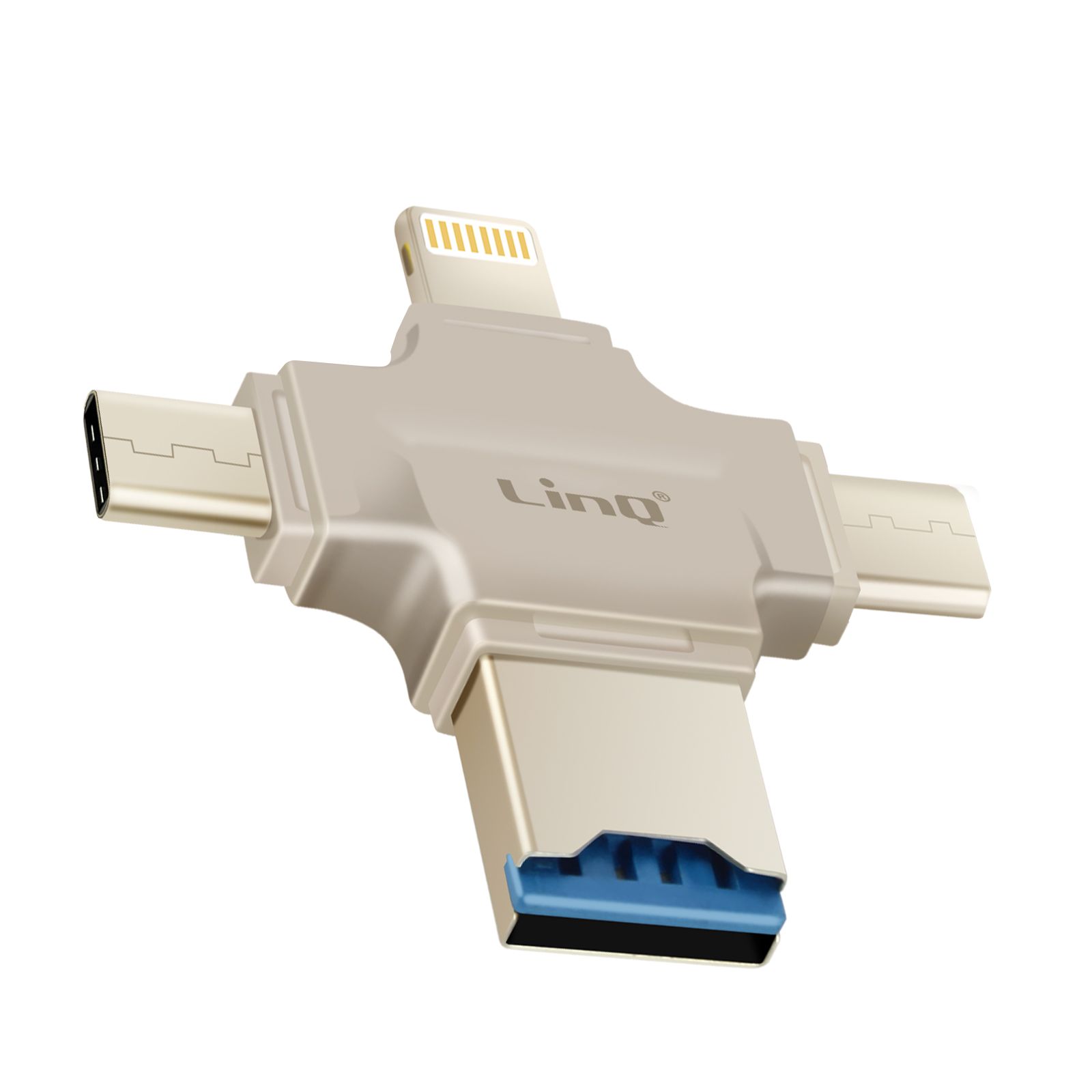 LinQ Micro-SD Card Reader with Multiple Connectors (USB-C, Micro-USB, Lightning)