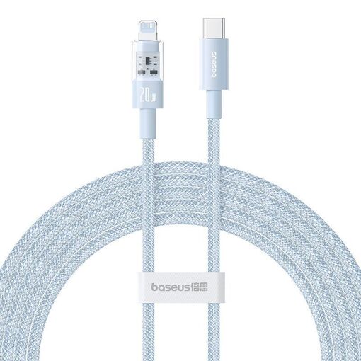 Câble Baseus Gem USB-C vers Lightning, charge rapide 20W, 2m - Bleu Galaxie