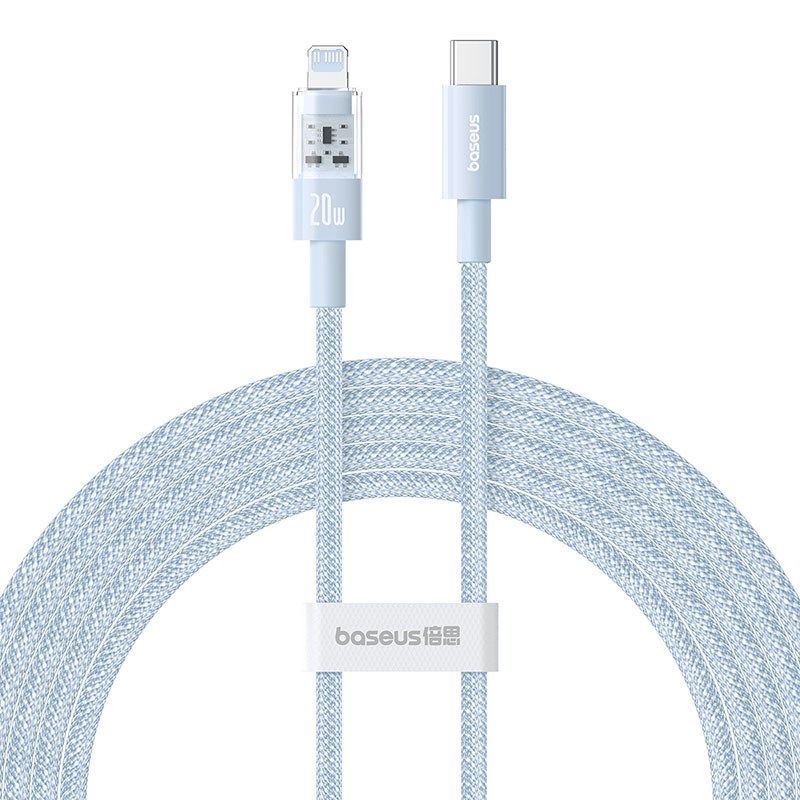 Câble Baseus Gem USB-C vers Lightning, charge rapide 20W, 2m - Bleu Galaxie