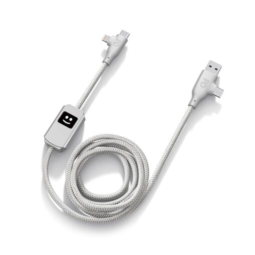 XOOPAR 4-in-1 USB A to C / USB C to Lightning Cable, Light Gray