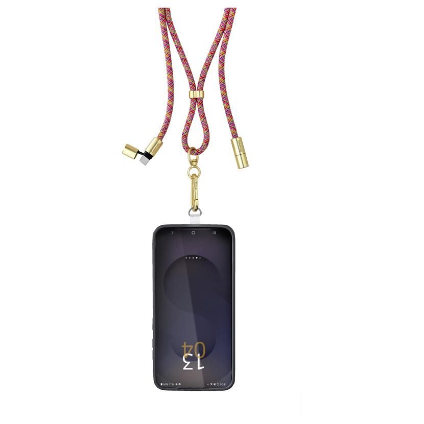 Câble Lanyard Intenso USB-C, charge rapide 60W, longueur réglable, 1,65 m nylon, mélange néon