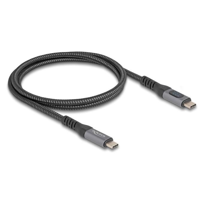 Câble coaxial USB Delock 40 Gbps, 1m, 8K 60 Hz, USB PD 3.1 - Livraison d'énergie 240W