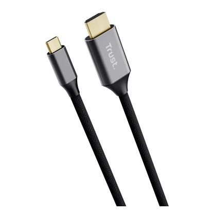 Trust USB-C to HDMI Cable Adapter, Black and Silver