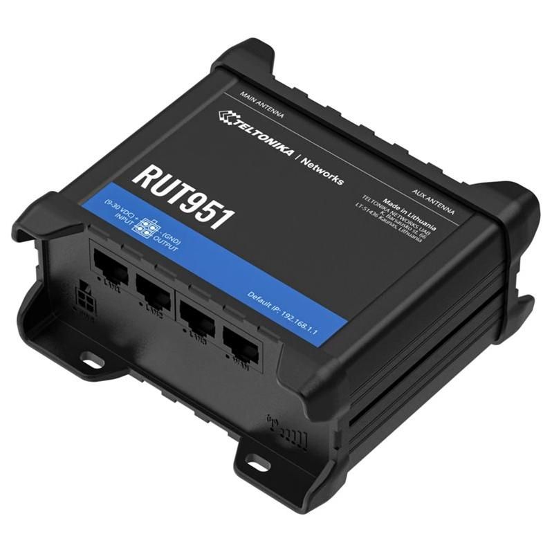Teltonika RUT951 - Wireless Router - 3-Port WWAN Switch 2.4GHz - 3G, 4G - DIN Rail Mount, Surface Mountable, Wall Mounting
