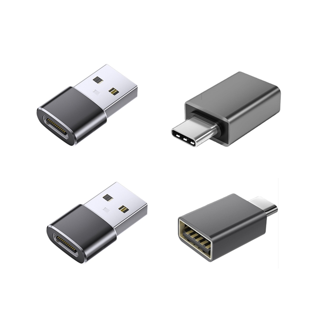 USB to Type-C Adapter Set (4-Piece): 2 USB to Type-C and 2 Type-C to USB
