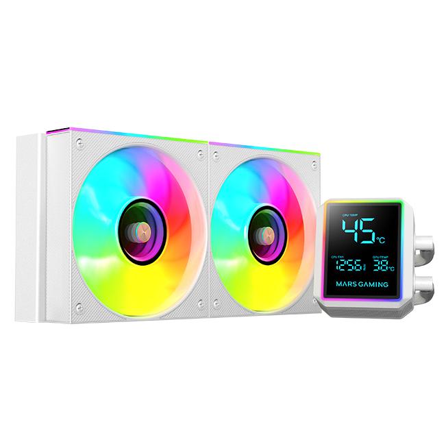 Mars Gaming ML-LCDPRO240W 240mm All-in-One Liquid CPU Cooler - White