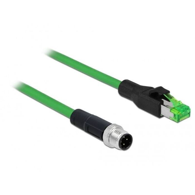 Delock RJ45/M12 Network Cable, SF/UTP Patch Cable 2.00m Green 1 Piece