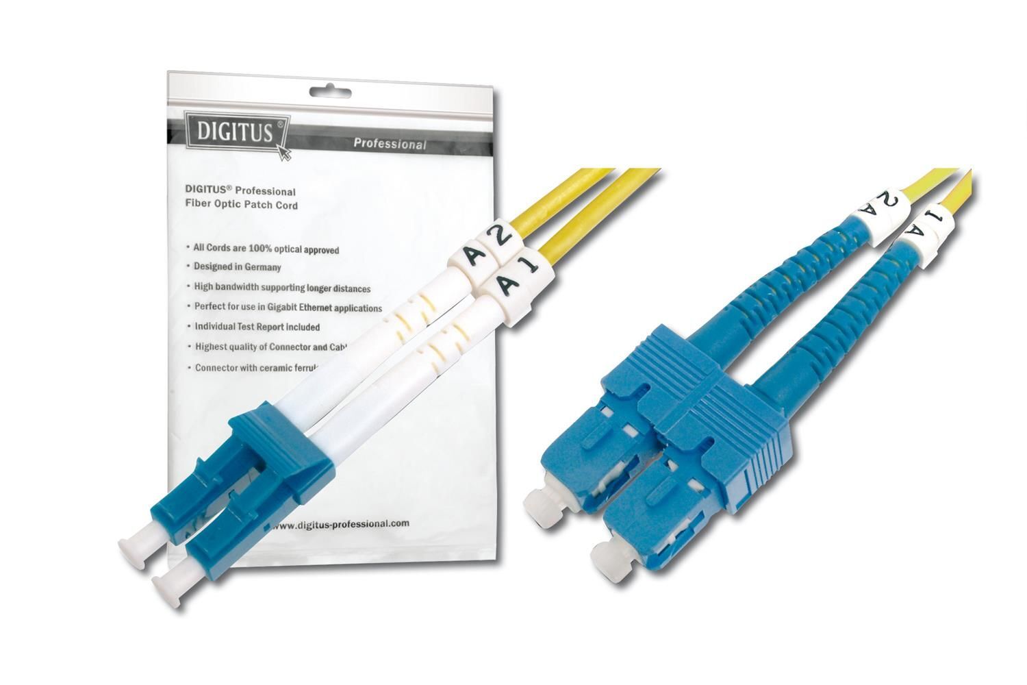 Digitus 2m Optical Fiber Cable LC/APC to SC/PC