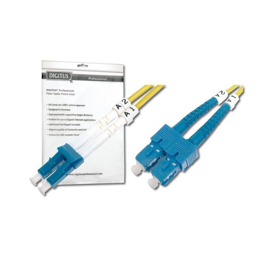 Câble en fibre optique Digitus de 2 m, LC/APC à SC/PC