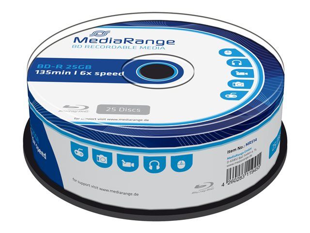 MediaRange 25x BD-R 25GB 6x Spindle