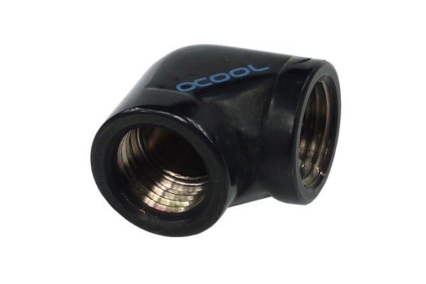 Alphacool 1/4" 90° Female to Female Fitting - Deep Black