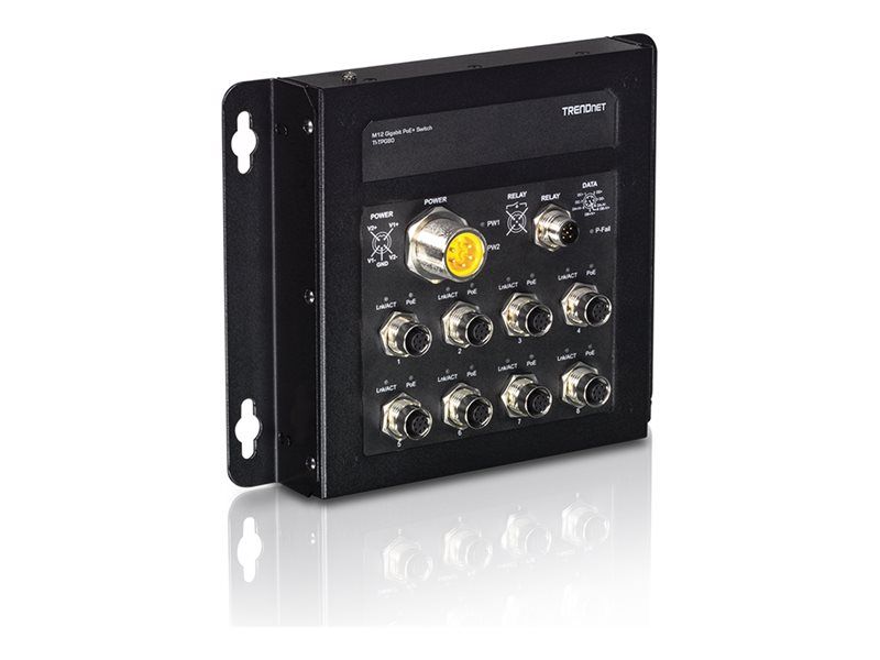 Trendnet TI-TPG80 - Gigabit Switch - Unmanaged - 8 x 10/100/1000 + 1 x Shared SFP + 1 x SFP - Wall Mountable - DC Power - TAA Compliance