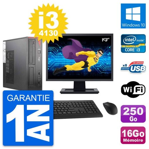Fujitsu E520 DT 19-Inch PC - Intel i3, 16GB RAM, 250GB SSD, Windows 10, WiFi