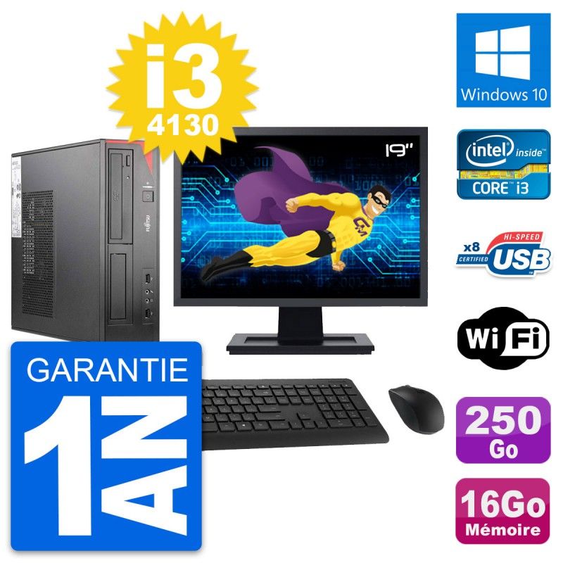 Fujitsu E520 DT 19-Inch PC - Intel i3, 16GB RAM, 250GB SSD, Windows 10, WiFi