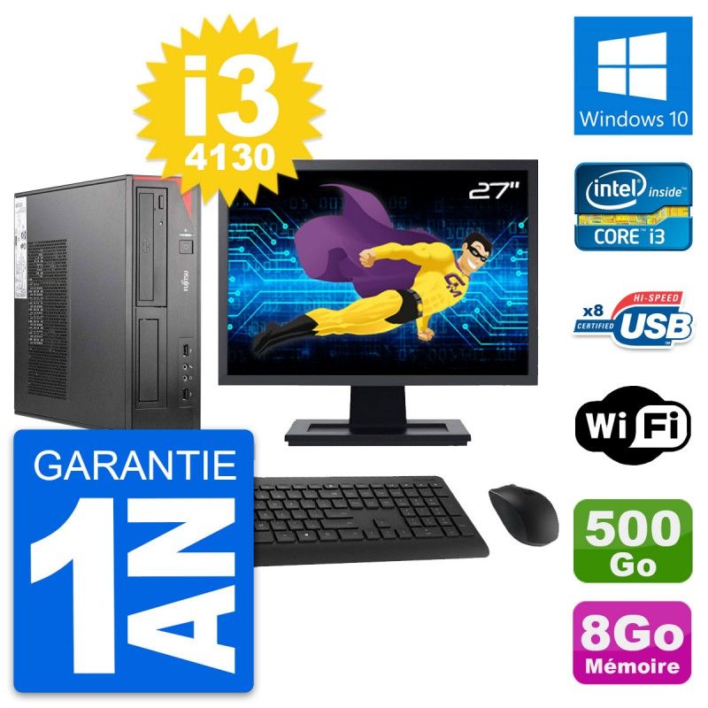 Fujitsu E520 DT 27" Desktop PC - Intel i3-4130, 8GB RAM, 500GB HDD, Windows 10, WiFi