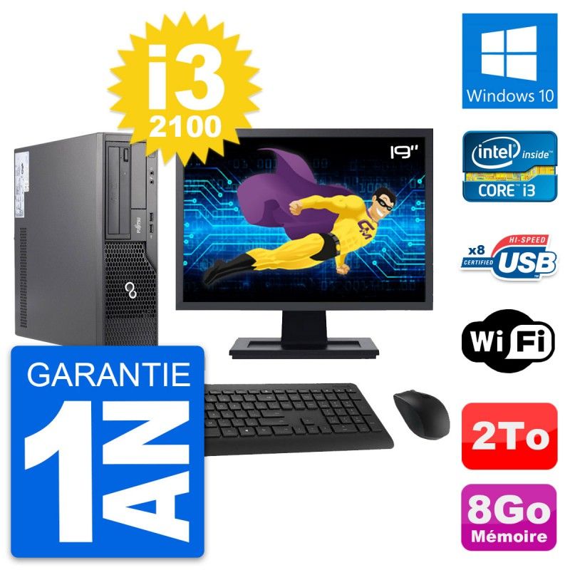 Fujitsu E500 DT 19-inch PC - Intel i3, 8GB RAM, 2TB Hard Drive, Windows 10, WiFi