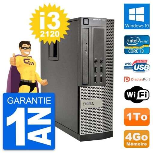 PC Dell OptiPlex 990 SFF - Intel i3-2120, 4GB RAM, Disco Duro 1TB, Windows 10, WiFi