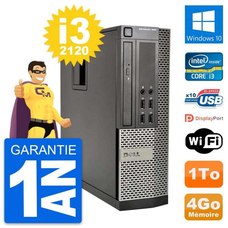 Dell OptiPlex 990 SFF PC - Intel i3-2120, 4GB RAM, 1TB HDD, Windows 10, WiFi