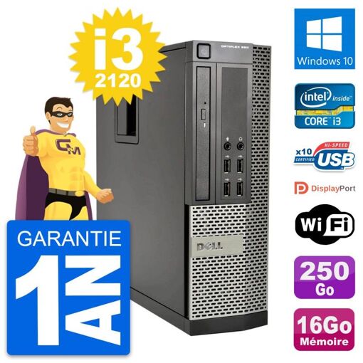 PC Dell OptiPlex 990 SFF - Intel i3-2120, 16GB RAM, Disco Duro 250GB, Windows 10, WiFi